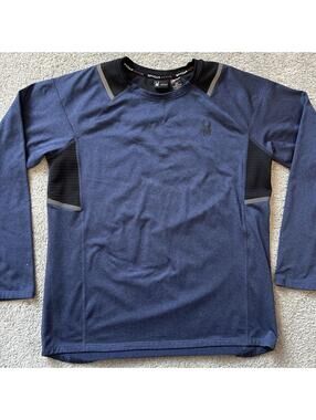 Spyder Active Men’s M Navy Blue Black Long Sleeve Performance Shirt
